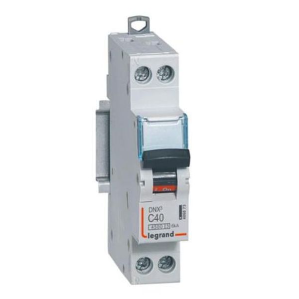 Phase+Neutral circuit breaker DNX³4500 6kA inlet and outlet screw terminal - 1P+N 230V~ 40A curve C - 1 module image 1