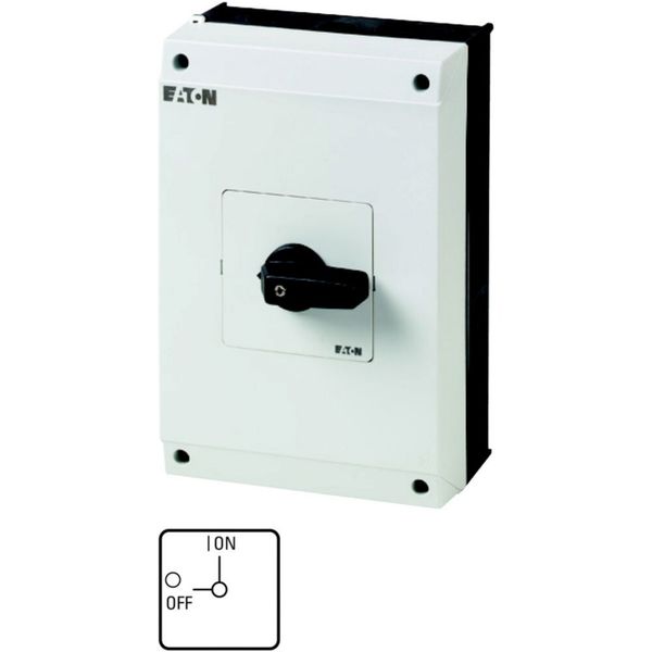 On-Off switch, T5B, 63 A, surface mounting, 1 contact unit(s), 2 pole, with black thumb grip and front plate image 3