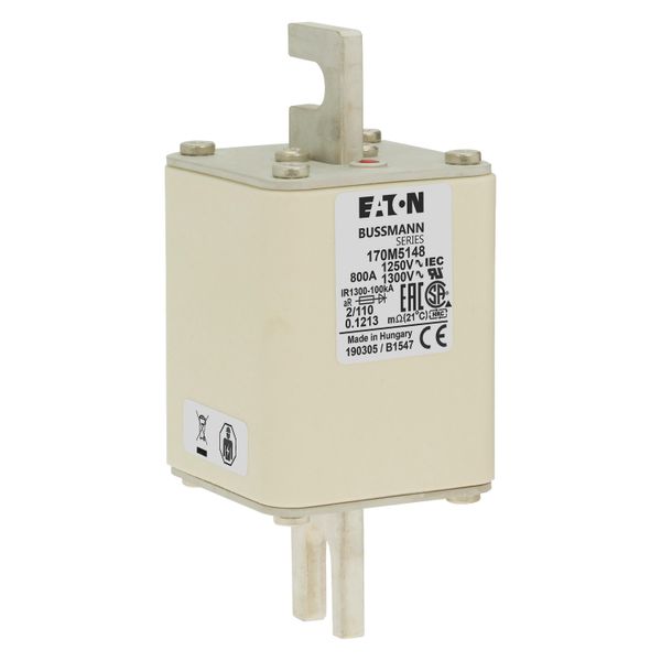 Fuse-link, high speed, 800 A, AC 1250 V, size 2, 61 x 75 x 138 mm, aR, DIN, IEC, single indicator image 10