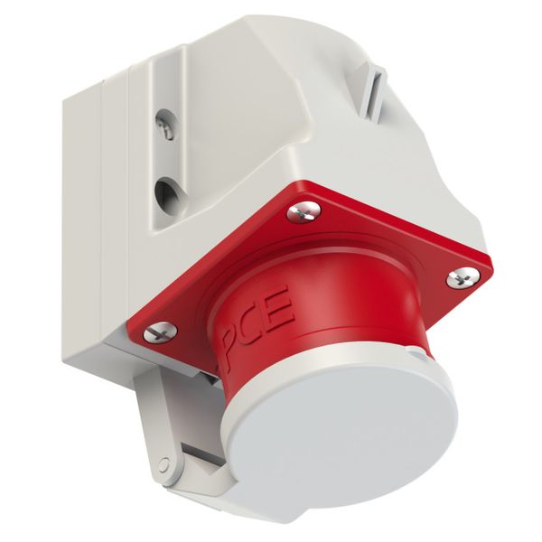 CEE-wall mounted plug 16A 5p 6h with lid image 1