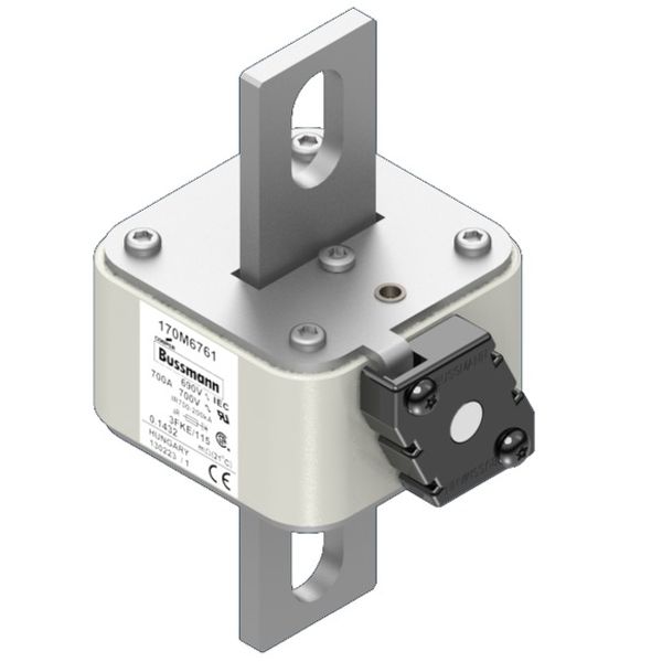 Fuse-link, high speed, 700 A, AC 690 V, size 3, 76 x 92 x 139 mm, aR, IEC, UL, single indicator image 2