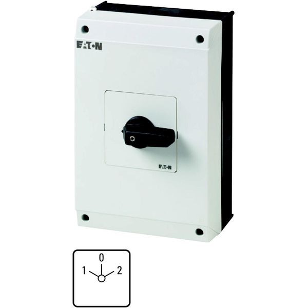 Reversing switches, T5B, 63 A, surface mounting, 2 contact unit(s), Contacts: 4, 45 °, maintained, With 0 (Off) position, 1-0-2, Design number 8400 image 2