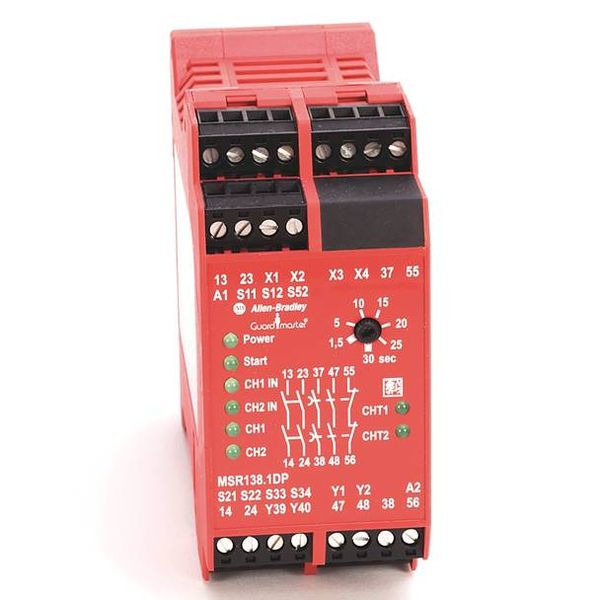 Safety Relay,MSR138DP,115VAC,Automatic/Manual Monitored,Removable, 45MM Housing Width,0.15 to 3 Seconds Delay image 2