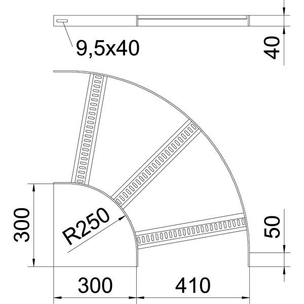 SLB 90 62 400 SG 90° bend with trapezoidal rung B410mm image 2