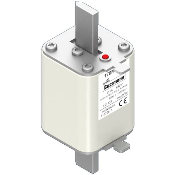 Fuse-link, high speed, 315 A, AC 690 V, DIN 1, 52 x 66 x 135 mm, gR, DIN, IEC, single indicator image 3