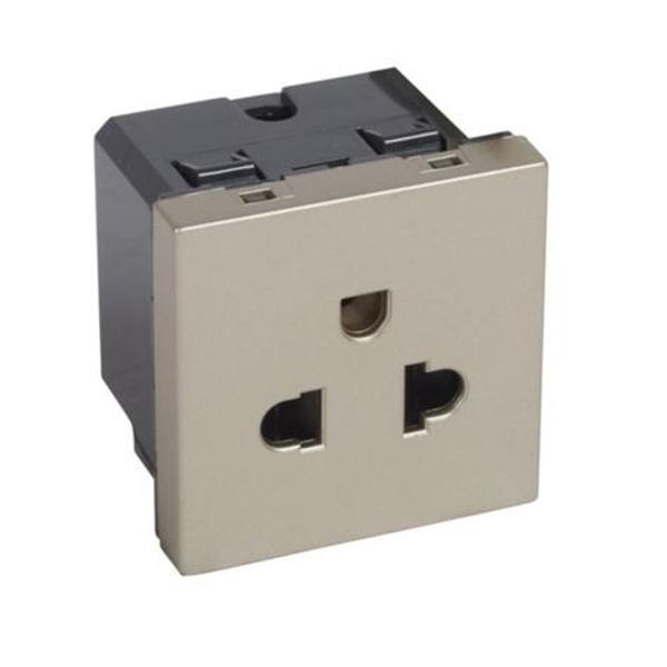 Euro-US type 2P+E with shutters socket outlet Arteor 15 A 127 V/16 A 250 V - 2 modules - champagne image 1