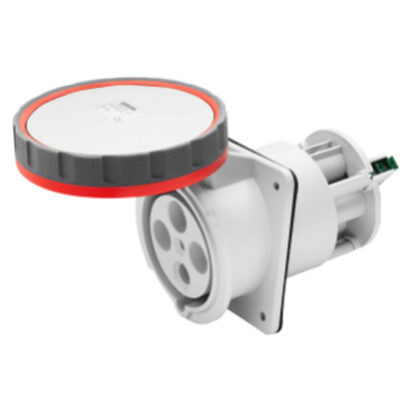 10° ANGLED FLUSH-MOUNTING SOCKET-OUTLET - IP67 - 3P+E 125A 380-415V 50/60HZ - RED - 6H - WITH CLEAN CONTACT image 1