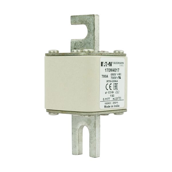 Fuse-link, high speed, 700 A, AC 690 V, DIN 1, 53 x 53 x 108 mm, aR, DIN, IEC, single indicator image 11