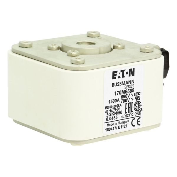 Fuse-link, high speed, 1500 A, AC 690 V, size 3, 76 x 92 x 53 mm, aR, IEC, UL, single indicator image 7