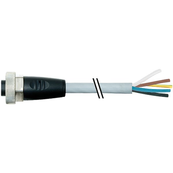 7/8'' female 0° with cable PUR 5x1.0 gy 12m image 1