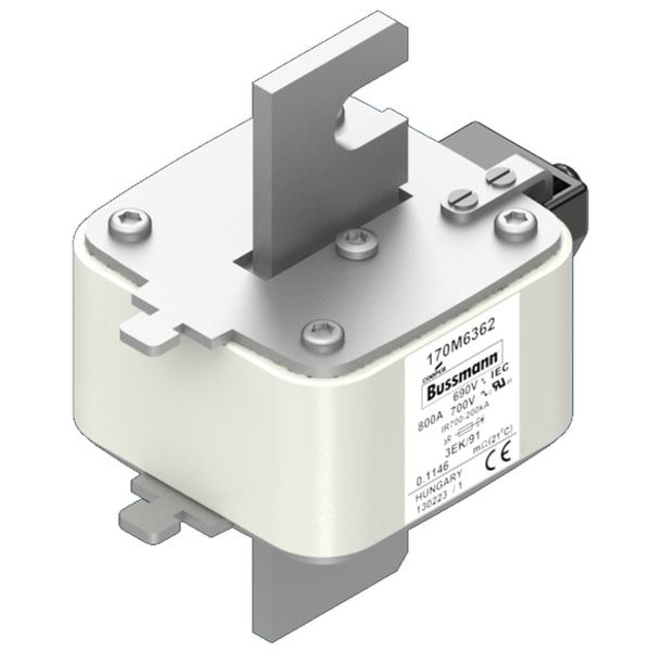 Fuse-link, high speed, 800 A, AC 690 V, size 3, 76 x 92 x 126 mm, aR, IEC, single indicator image 3