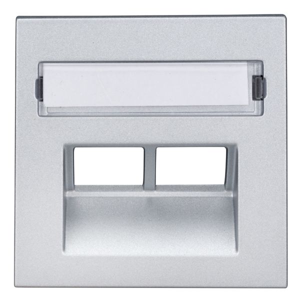 Cover for RJ45 UAE outlet, labelling window, 2-Port, silver image 2
