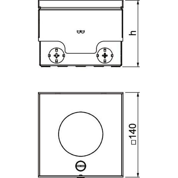 UDHOME2 VT2 Floor socket with tube body, unequipped 140x140x110 image 2