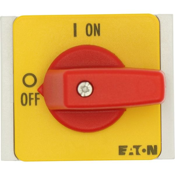 On-Off switch, T0, 20 A, service distribution board mounting, 1 contact unit(s), 2 pole, Emergency switching off function, with red thumb grip and yel image 29