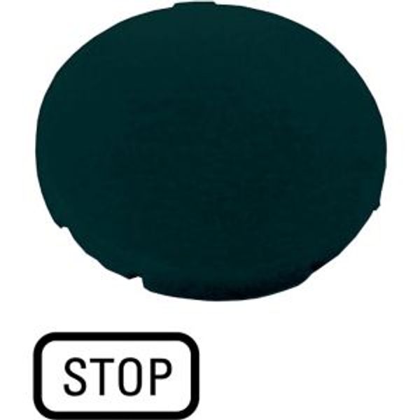 Button plate, flat black, STOP image 4