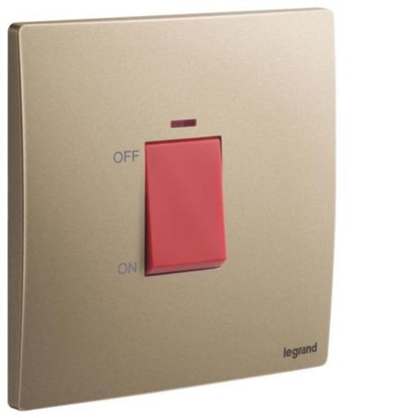 Mallia Senses - 1 gang 1 way double pole switch with red power indicator - 32A - Dark Bronze image 1