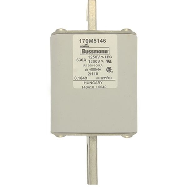 Fuse-link, high speed, 550 A, AC 1250 V, size 2, 61 x 75 x 138 mm, aR, DIN, IEC, single indicator image 2