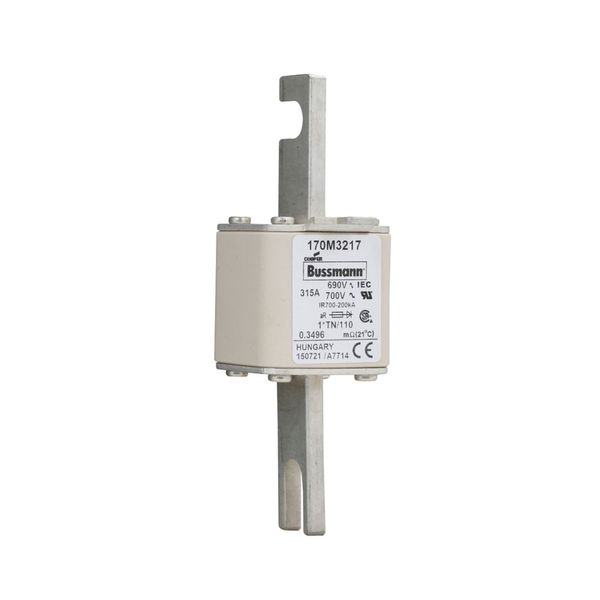 Fuse-link, high speed, 315 A, AC 690 V, compact DIN 1, 45 x 58 x 134 mm, aR, DIN, IEC, single indicator, 80 mm centres image 6