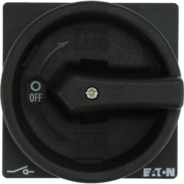 Main switch, P1, 40 A, rear mounting, 3 pole, STOP function, With black rotary handle and locking ring, Lockable in the 0 (Off) position, With metal s image 1