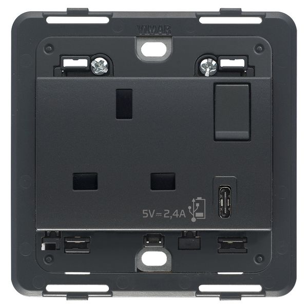 2P+E13ABS socket+switch +C-USB grey image 1