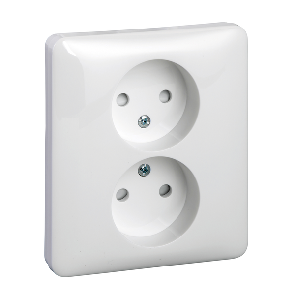 Exxact double socket-outlet unearthed screwless white image 4