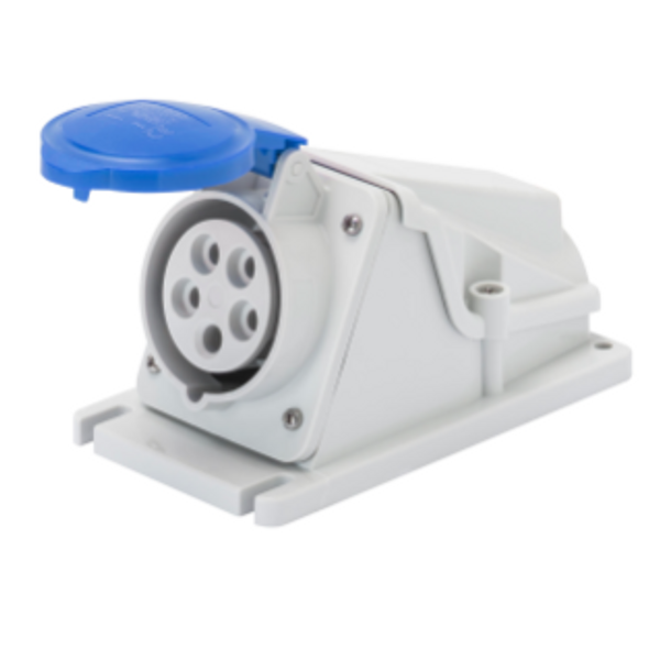 90° ANGLED SURFACE-MOUNTING SOCKET-OUTLET - IP44 - 2P+E 16A 200-250V 50/60HZ - BLUE - 6H - SCREW WIRING image 1