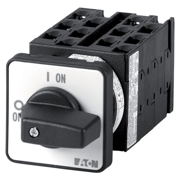 On-Off switch, T0, 20 A, flush mounting, 6 contact unit(s), 9-pole, 2 N/O, 1 N/C, with black thumb grip and front plate image 4