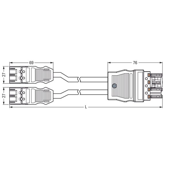 pre-assembled Y-cable;Eca;2 x plug/socket;black/white image 3