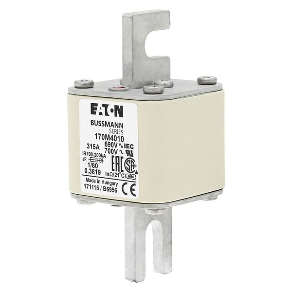 Fuse-link, high speed, 315 A, AC 690 V, DIN 1, 53 x 53 x 108 mm, aR, DIN, IEC, single indicator image 5