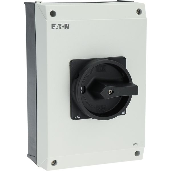 Main switch, P3, 63 A, surface mounting, 3 pole, 1 N/O, 1 N/C, STOP function, With black rotary handle and locking ring, Lockable in the 0 (Off) posit image 59