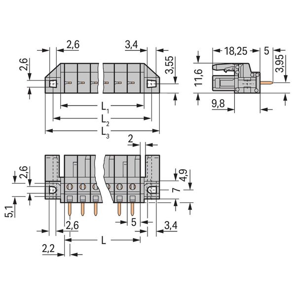 THT female header straight Pin spacing 5 mm gray image 2