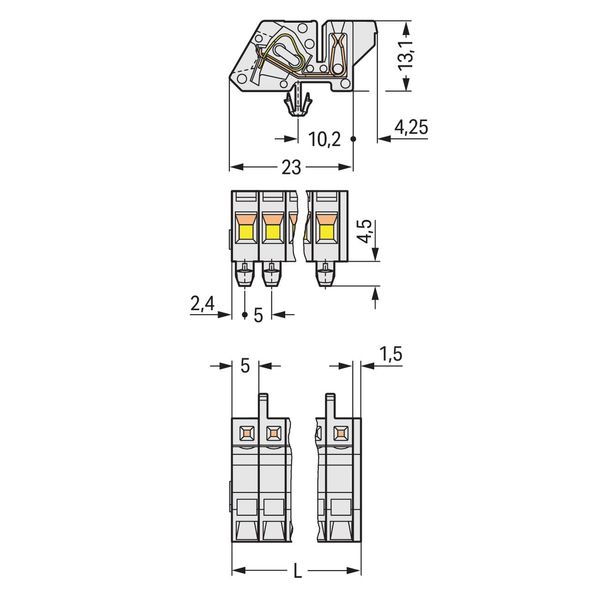 1-conductor female connector, angled CAGE CLAMP® 2.5 mm² light gray image 3