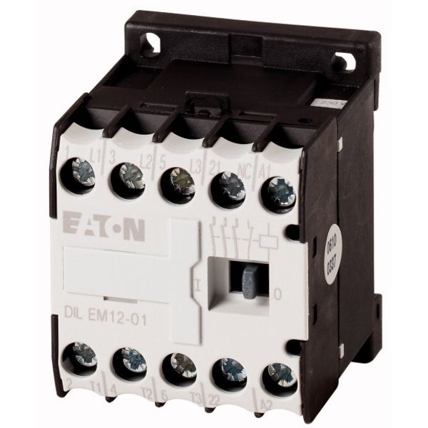 Contactor, 110 V 50 Hz, 120 V 60 Hz, 3 pole, 380 V 400 V, 5.5 kW, Contacts N/C = Normally closed= 1 NC, Screw terminals, AC operation image 1