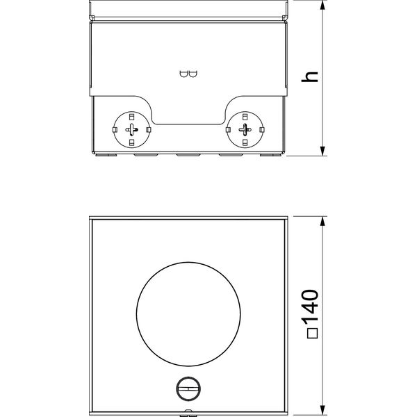 UDHOME2 VT2 V Floor socket w.tube body, double VDE socket 140x140x110 image 2