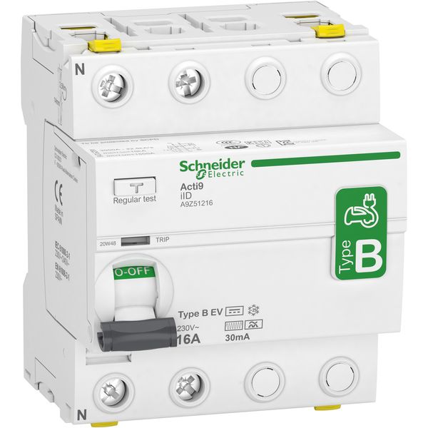 Acti9 iID - Residual Current Circuit Breaker - 2P - 16A - 30mA - B EV type image 1