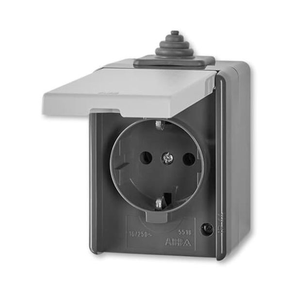 5518-3929 S Socket outlet with earthing contacts, with hinged lid image 1