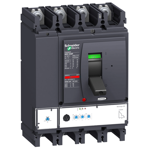 circuit breaker ComPact NSX630N, 50 kA at 415 VAC, MicroLogic 2.3 trip unit 630 A, 4 poles 4d image 4