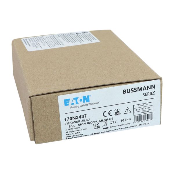 Fuse-link, high speed, 65 A, AC 660 V, size 0000, 19 x 17 x 80 mm, gR, IEC image 12