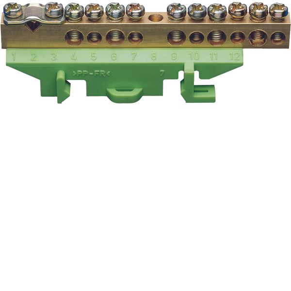 Brass terminal, 1x25mm² 5x10mm² 5x16mm²,with mounting base, Color: gre image 1