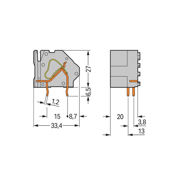 Stackable PCB terminal block 16 mm² Pin spacing 20 mm gray image 2
