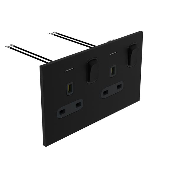 Art d'Arnould - 2 gang BS socket 13A-250V double pole switch with power indicator Epure - Matt Black image 1