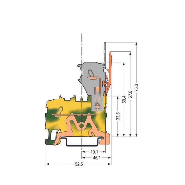 1-conductor/1-pin ground carrier terminal block image 3