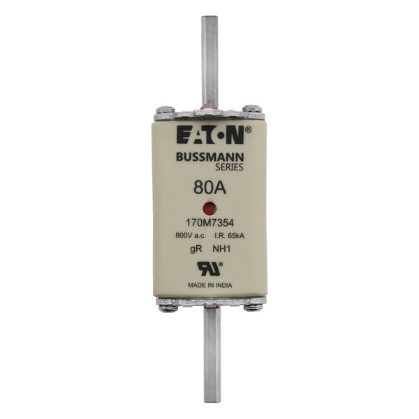 Fuse-link, high speed, 80 A, AC 800 V, NH1, gR, UL, IEC, dual indicator image 5