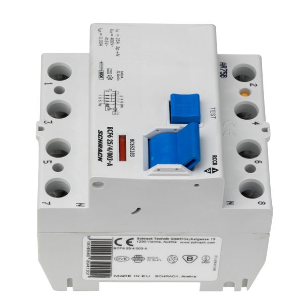 Residual current circuit breaker 25A, 4-p, 30mA,type A,6kA image 2