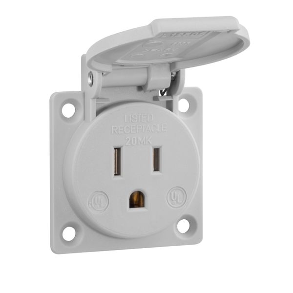 Built-in socket outlet, USA / Canada standards, grey, 125 V/15 A image 1