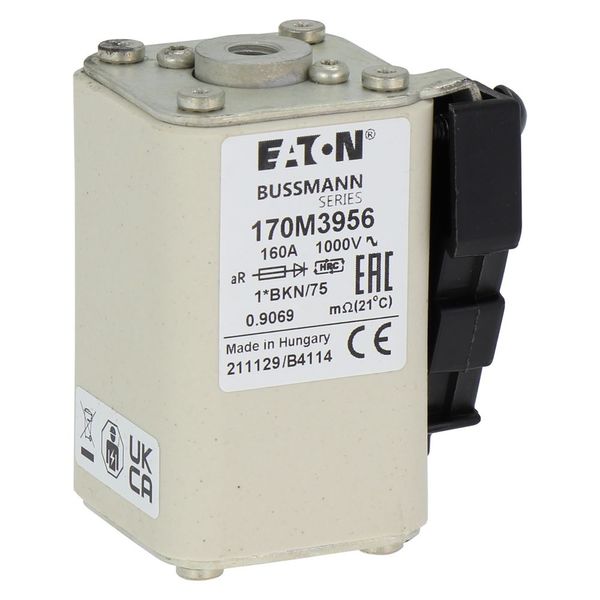 Fuse-link, high speed, 160 A, AC 1000 V, compact size 1, 43 x 61 x 74 mm, aR, IEC, UL, single indicator image 7