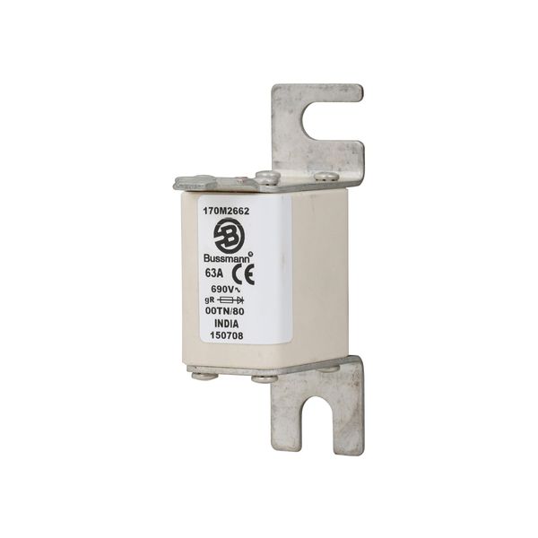 Fuse-link, high speed, 63 A, AC 690 V, DIN 00, 30 x 67 x 100 mm, gR, DIN, IEC, single indicator image 7