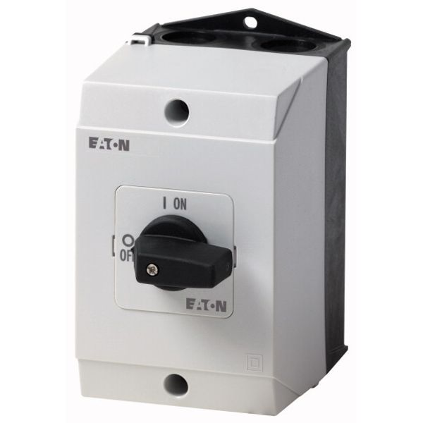 On-Off switch, T0, 20 A, surface mounting, 4 contact unit(s), 8-pole, with black thumb grip and front plate image 1