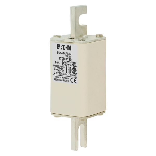 Fuse-link, high speed, 80 A, AC 1250 V, compact size 1, 45 x 58 x 138 mm, aR, DIN, IEC, type T indicator image 4