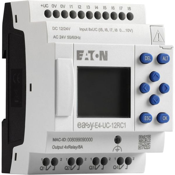 Control relays easyE4 with display (expandable, Ethernet), 12/24 V DC, 24 V AC, Inputs Digital: 8, of which can be used as analog: 4, screw terminal image 11